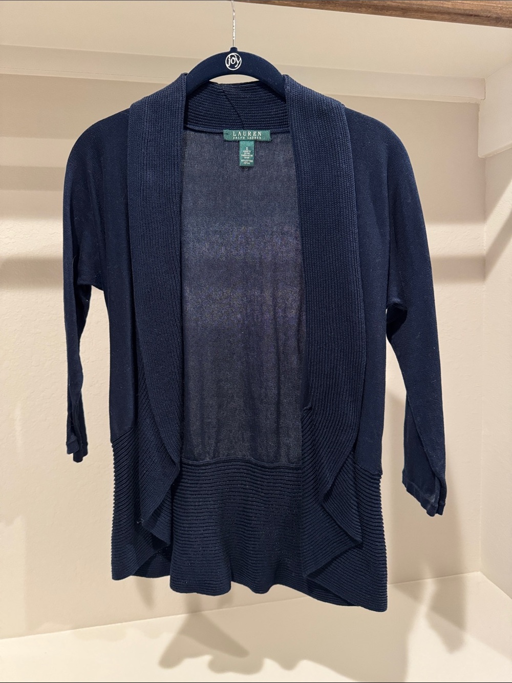 Lauren Ralph Lauren Navy Open-Front Draped Cardigan
